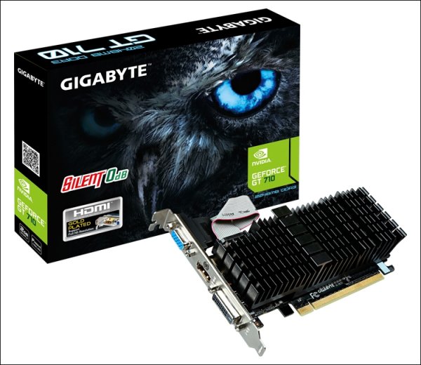 Gigabyte оснастила ускоритель GeForce GT 710 пассивным кулером и 2 Гбайт памяти - «Новости сети»
