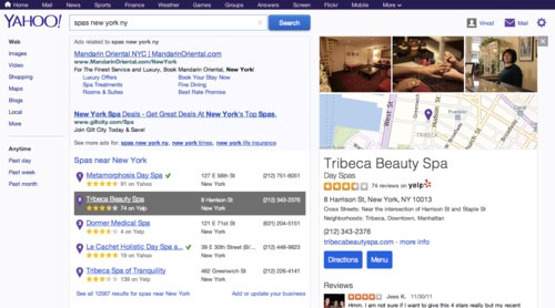 В поиске Yahoo появились блоки рекомендательного сервиса Yelp - «Интернет»