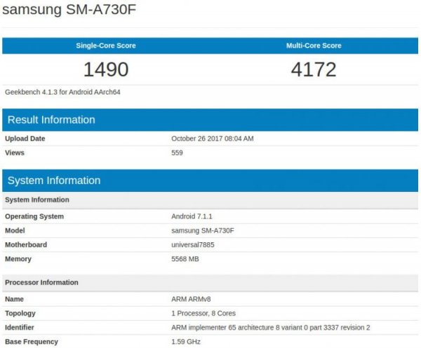 Фаблет Samsung Galaxy A7 (2018) замечен в бенчмарке с процессором Exynos 7885 - «Новости сети»