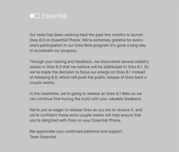 Essential Phone оказался несовместим с Android 8.0 Oreo - «Новости сети»