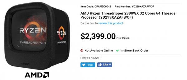 Канадский магазин оценил AMD Ryzen Threadripper 2990X в $1850 - «Новости сети»