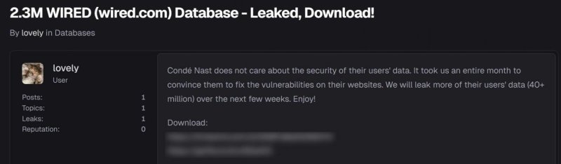 Злоумышленник похитил данные 2,3 млн пользователей Wired - «Новости»