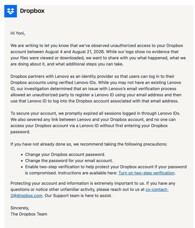 Баг Lenovo ID привел к взлому более 5000 аккаунтов Dropbox - «Новости»